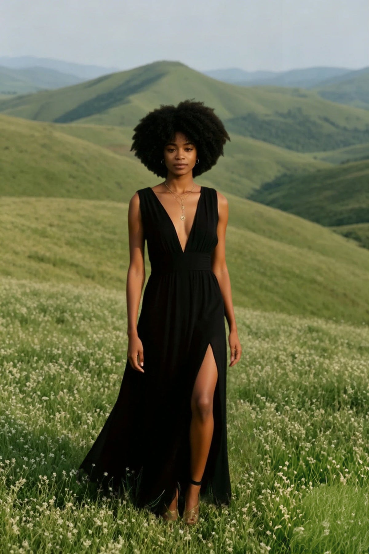 Deep V-Neck Dress