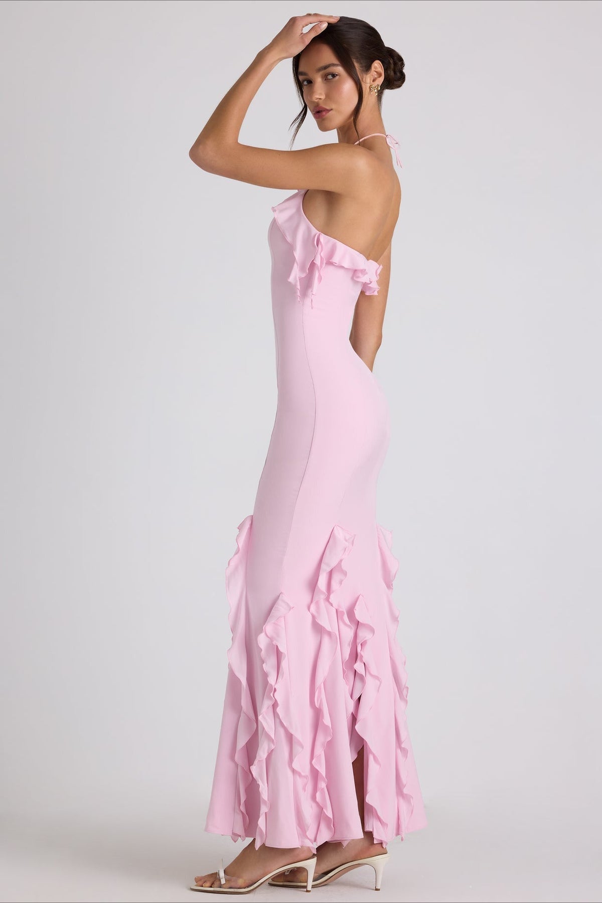 Halter Neck Ruffle Fishtail Mermaid Gown - View 6