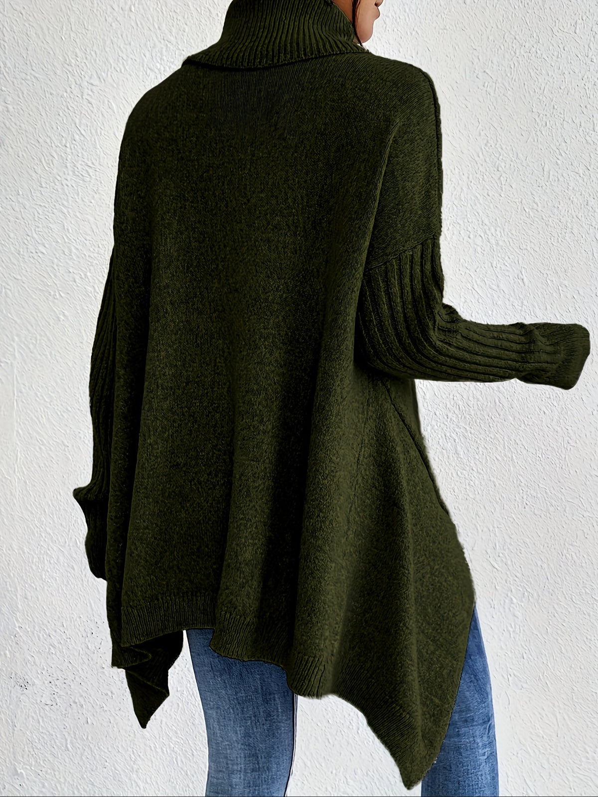 Turtleneck Long Sleeve Oversized High Low Sweater 21