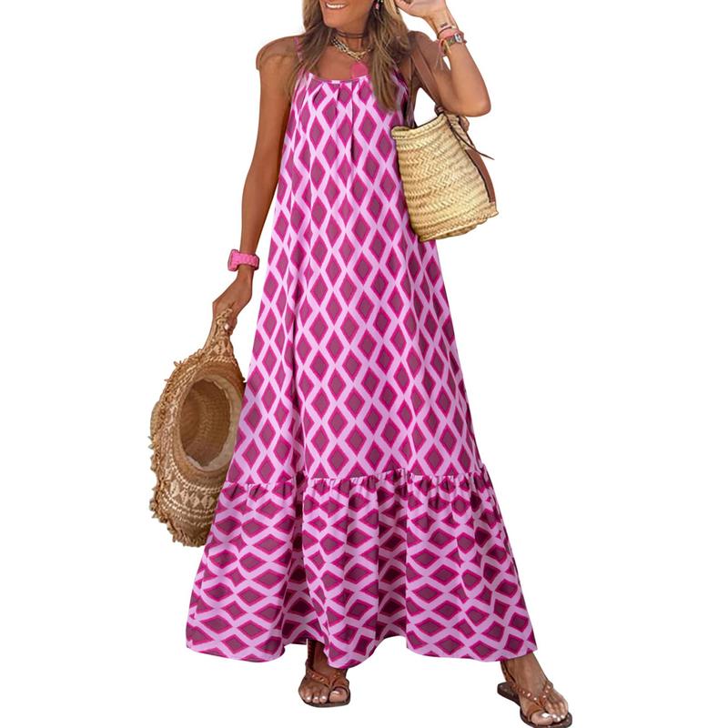 Damask Print Spaghetti Strap Tiered Maxi Dress 4