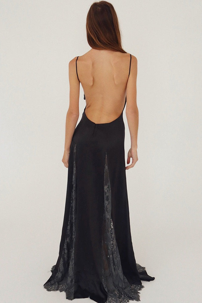 Backless Lace Sheer Mesh Dress