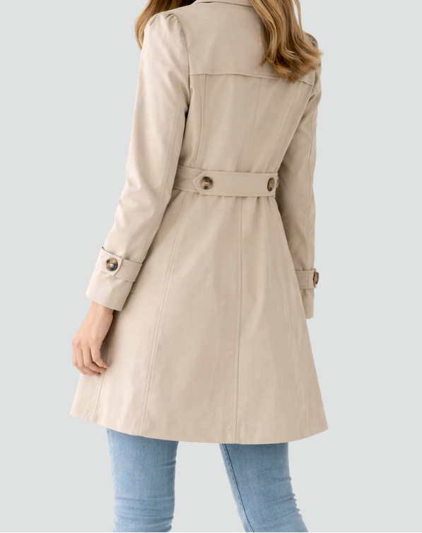 Single Breasted Notch Lapel Belted Trench Coat 2