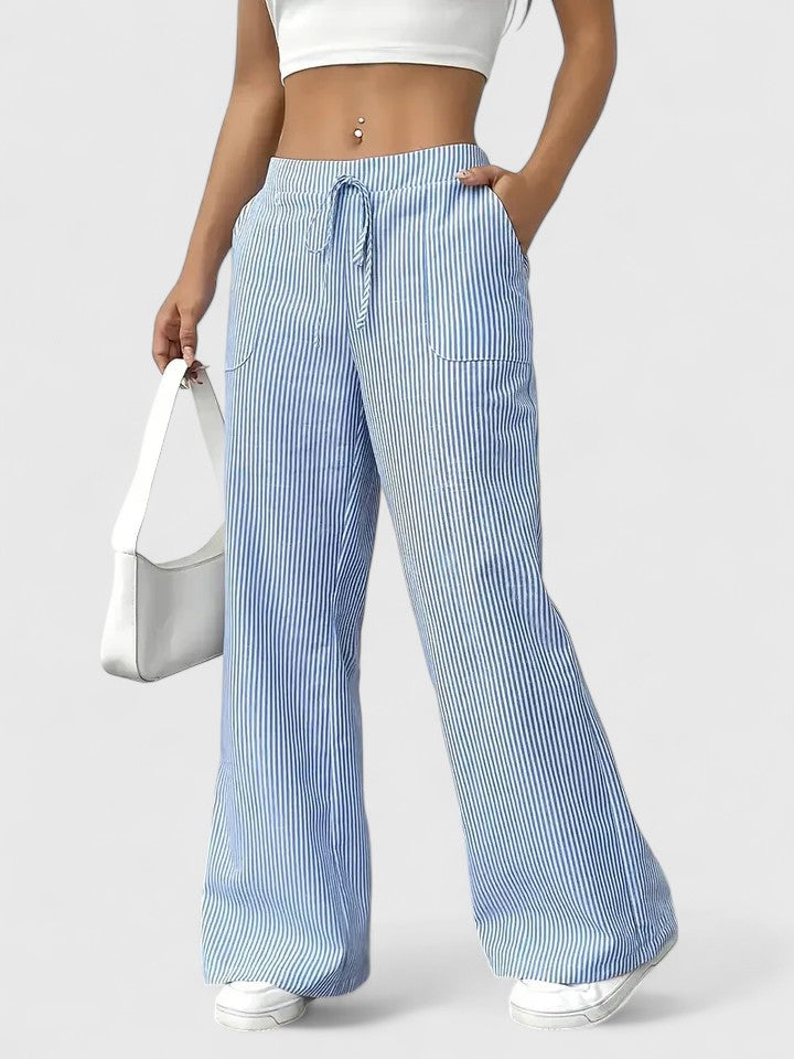High Waist Striped Wide Leg Pants 16