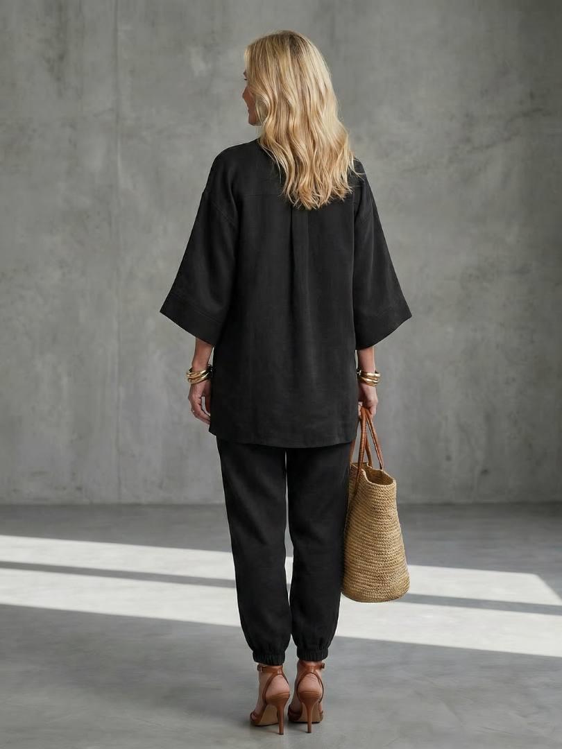 Notch V-Neck Tunic Top and Pants Two Piece Set 8