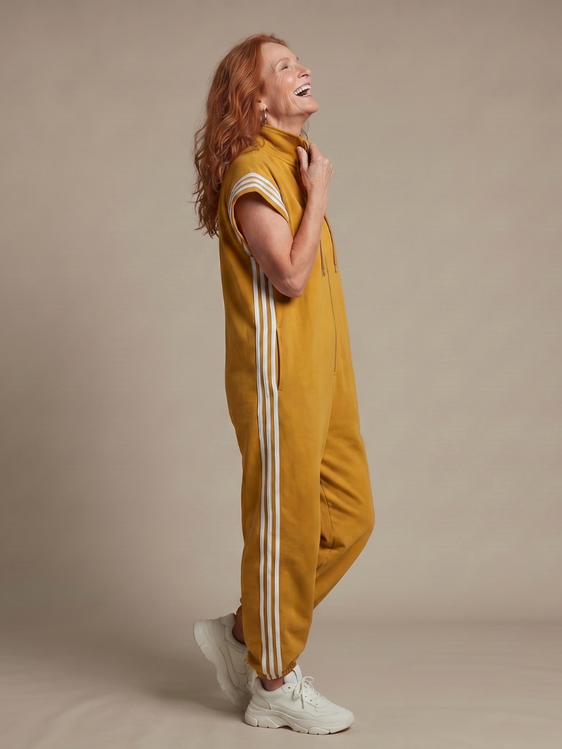 Zip Front Side Stripe Sleeveless Jogger Jumpsuit 6