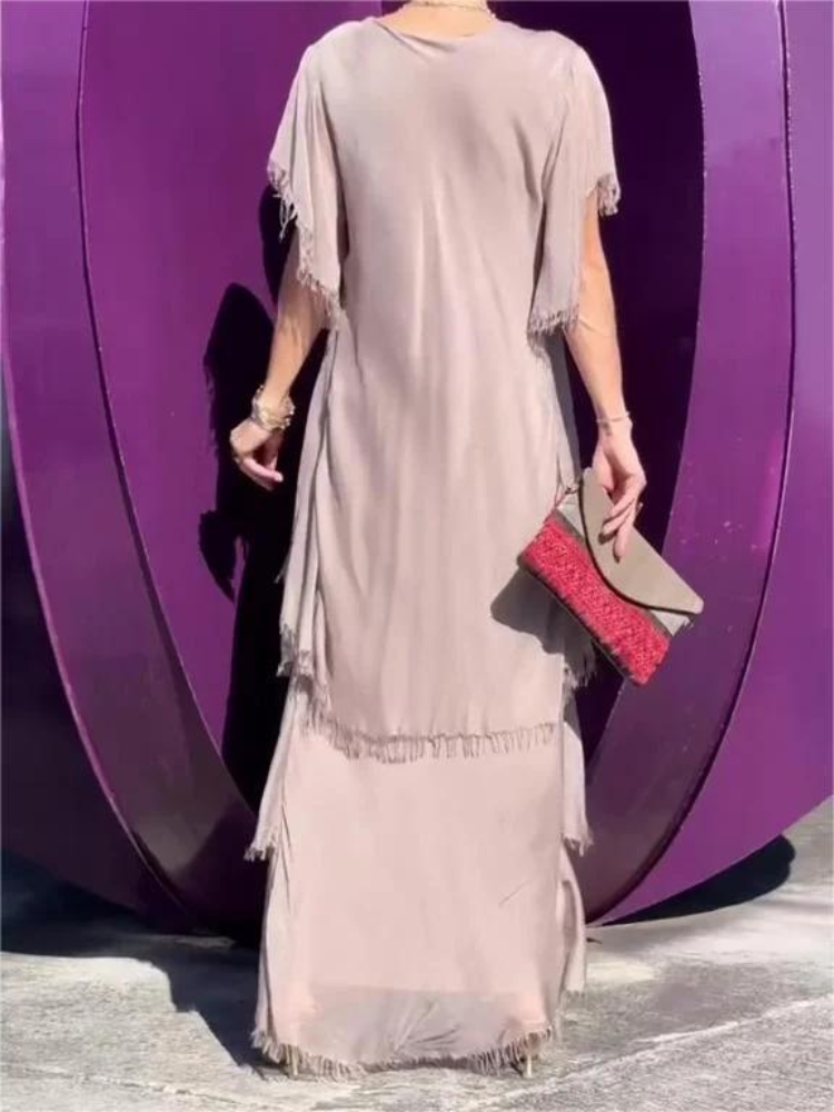V-Neck Flutter Sleeve Tiered Ruffle Maxi Dress 6