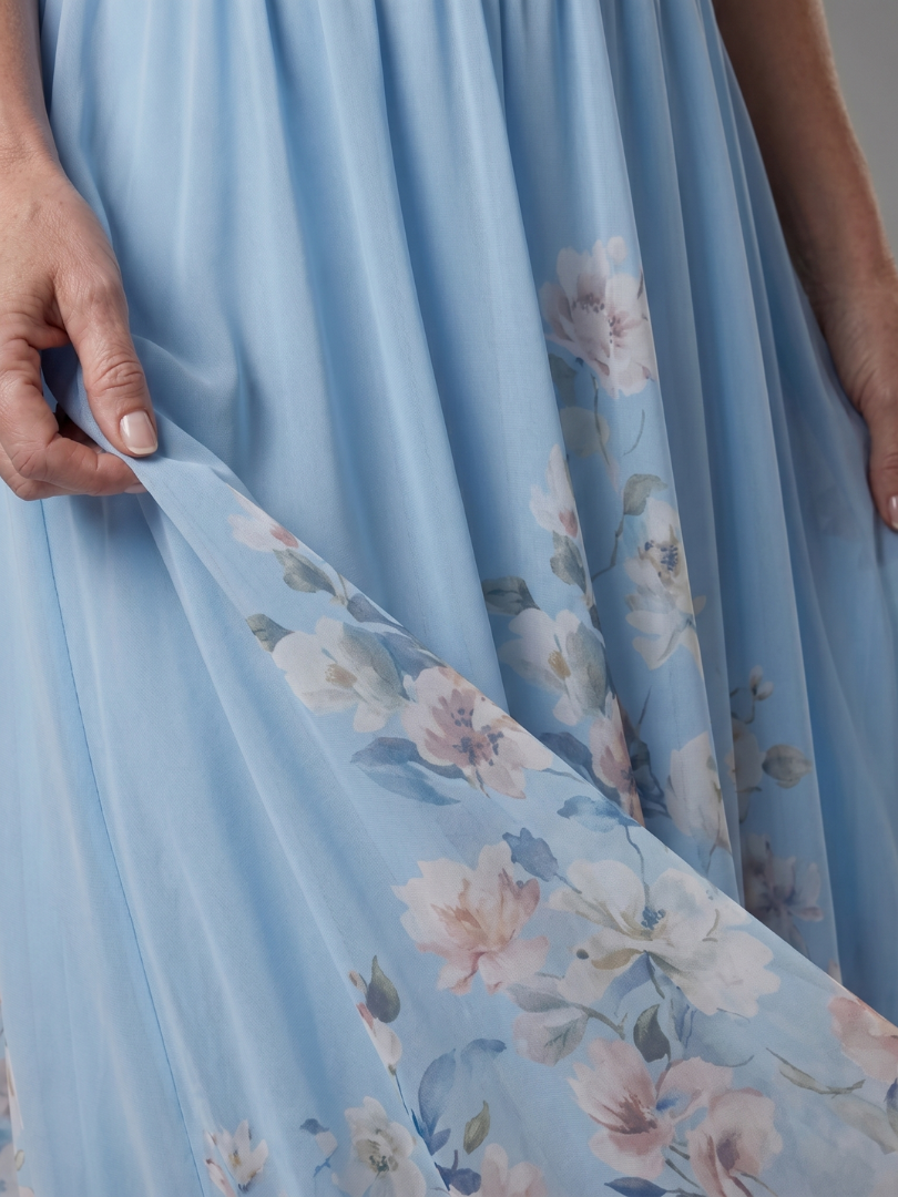Floral Hem V-Neck Sleeveless Chiffon Maxi Dress 8