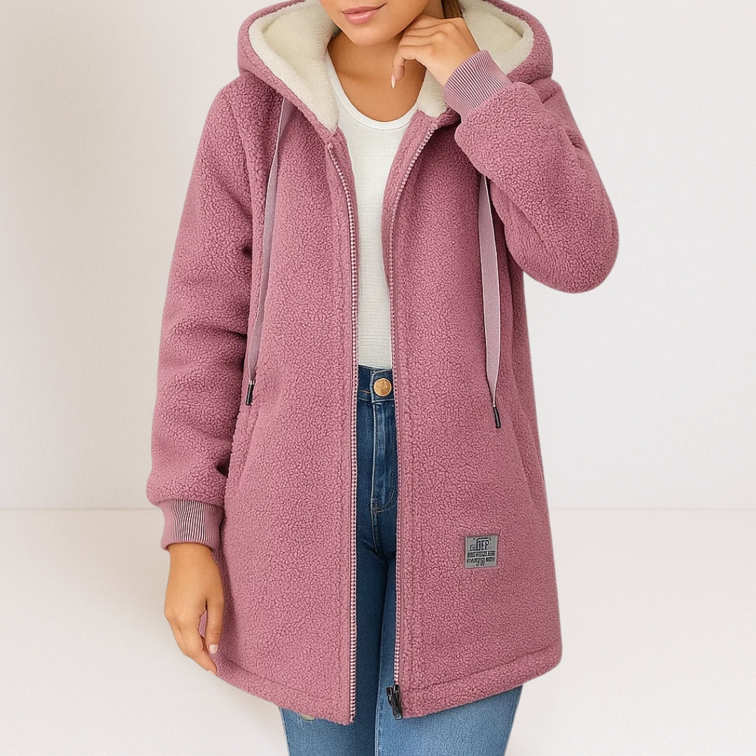 Hooded Zip Front Sherpa Fleece Coat 6