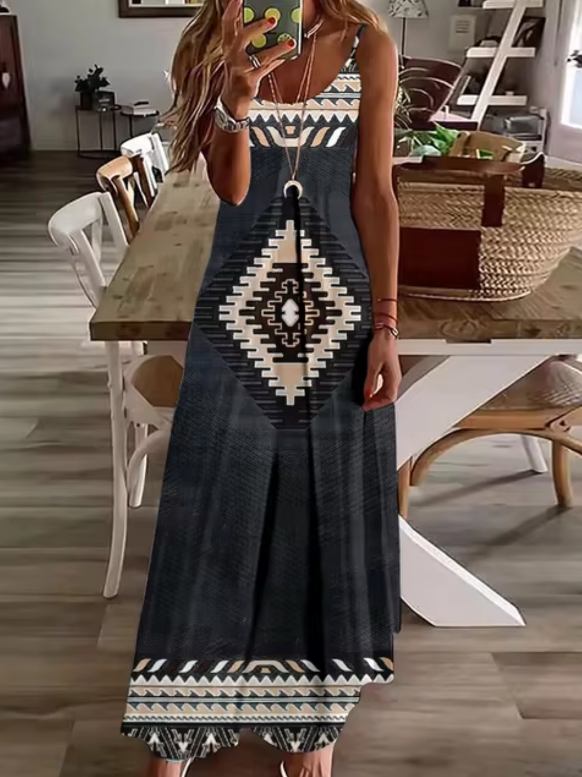 Spaghetti Strap V-Neck Relaxed A-Line Maxi Dress - View 15