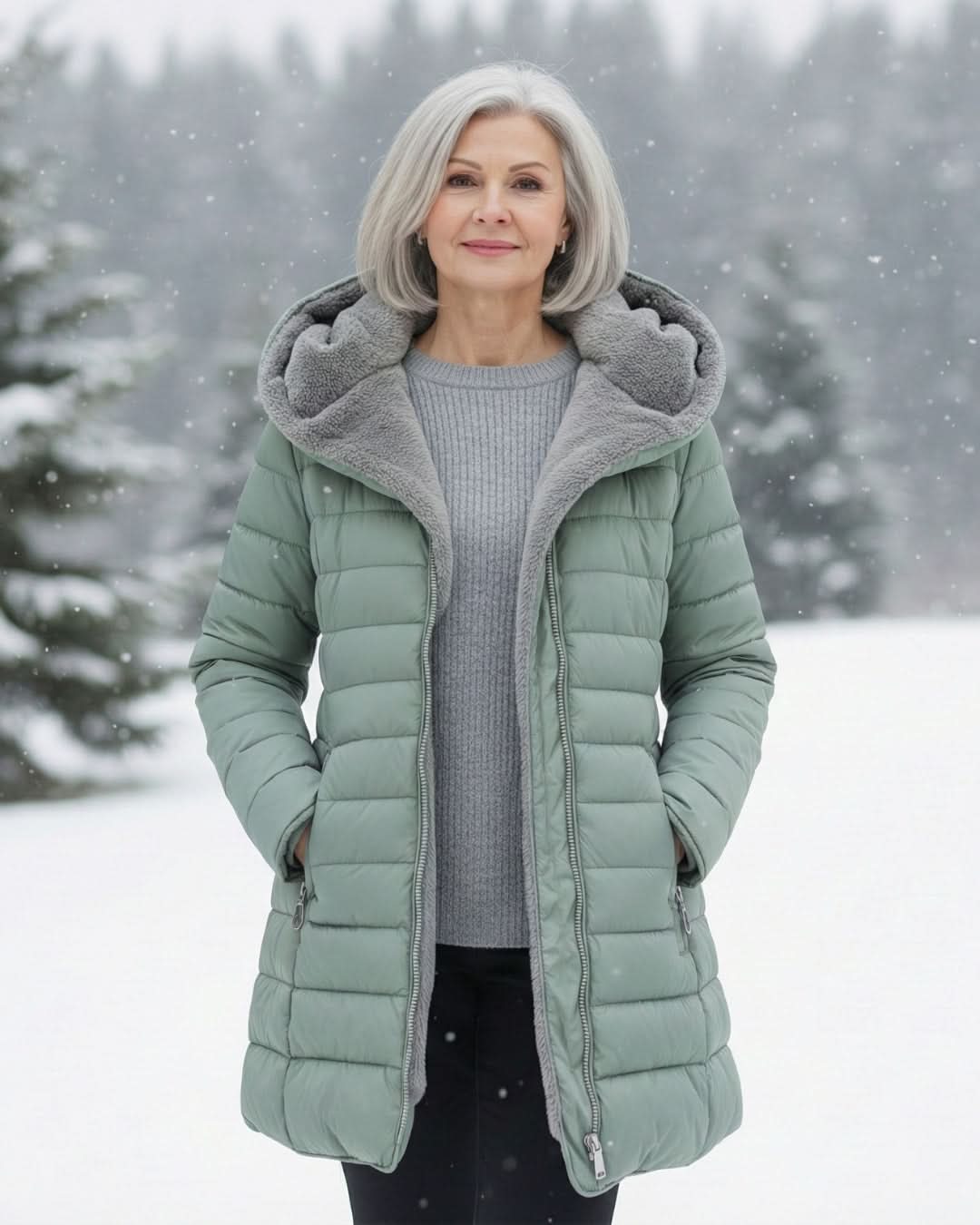 Hooded Faux Fur Lined Zip Front Longline Puffer Coat 3