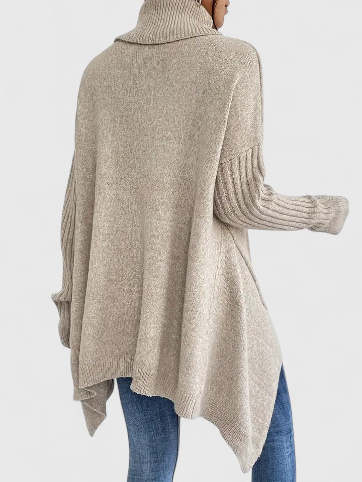 Turtleneck Drop Shoulder High Low Oversized Sweater 9