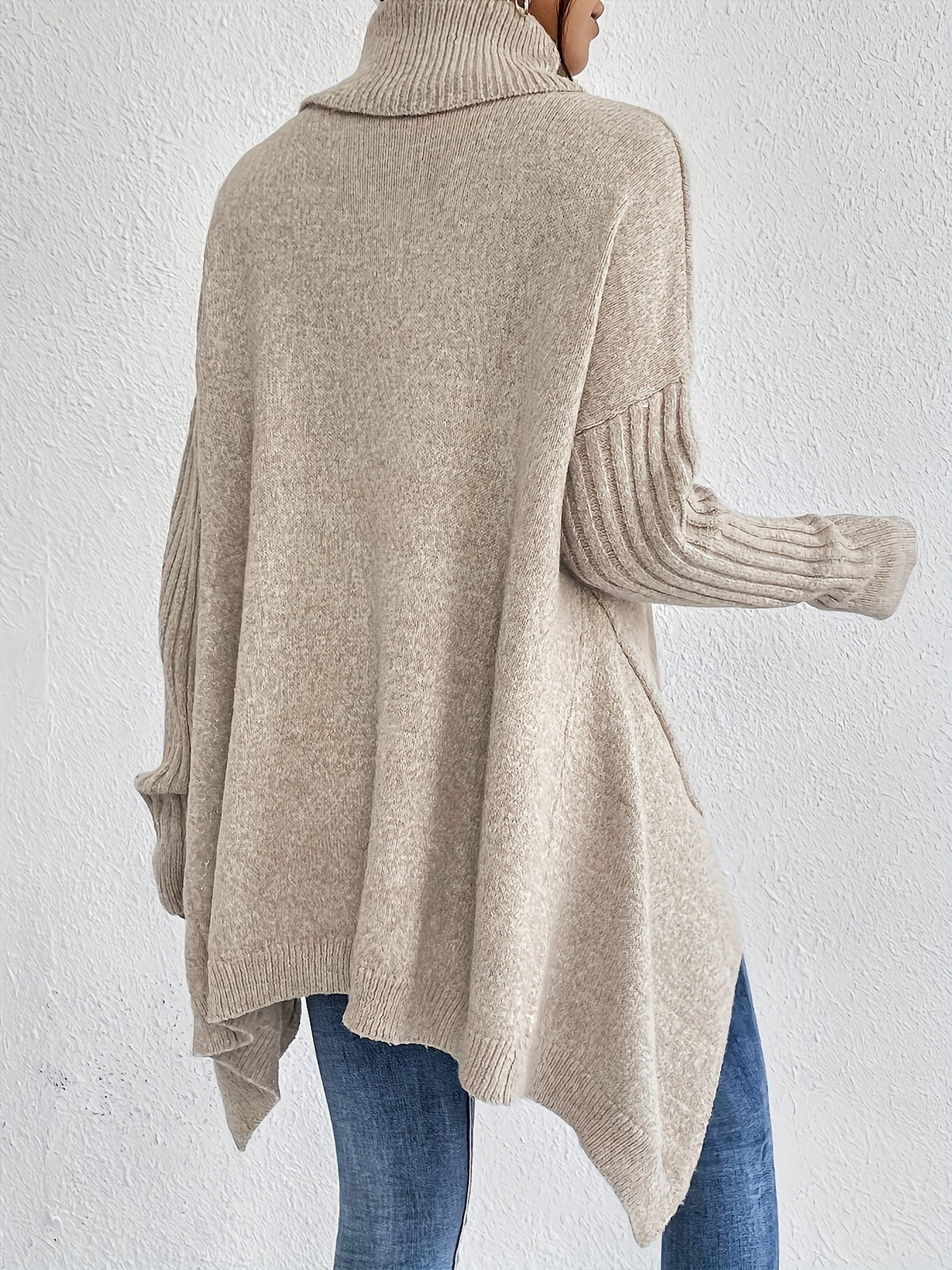 Turtleneck Long Sleeve Oversized High Low Sweater 18