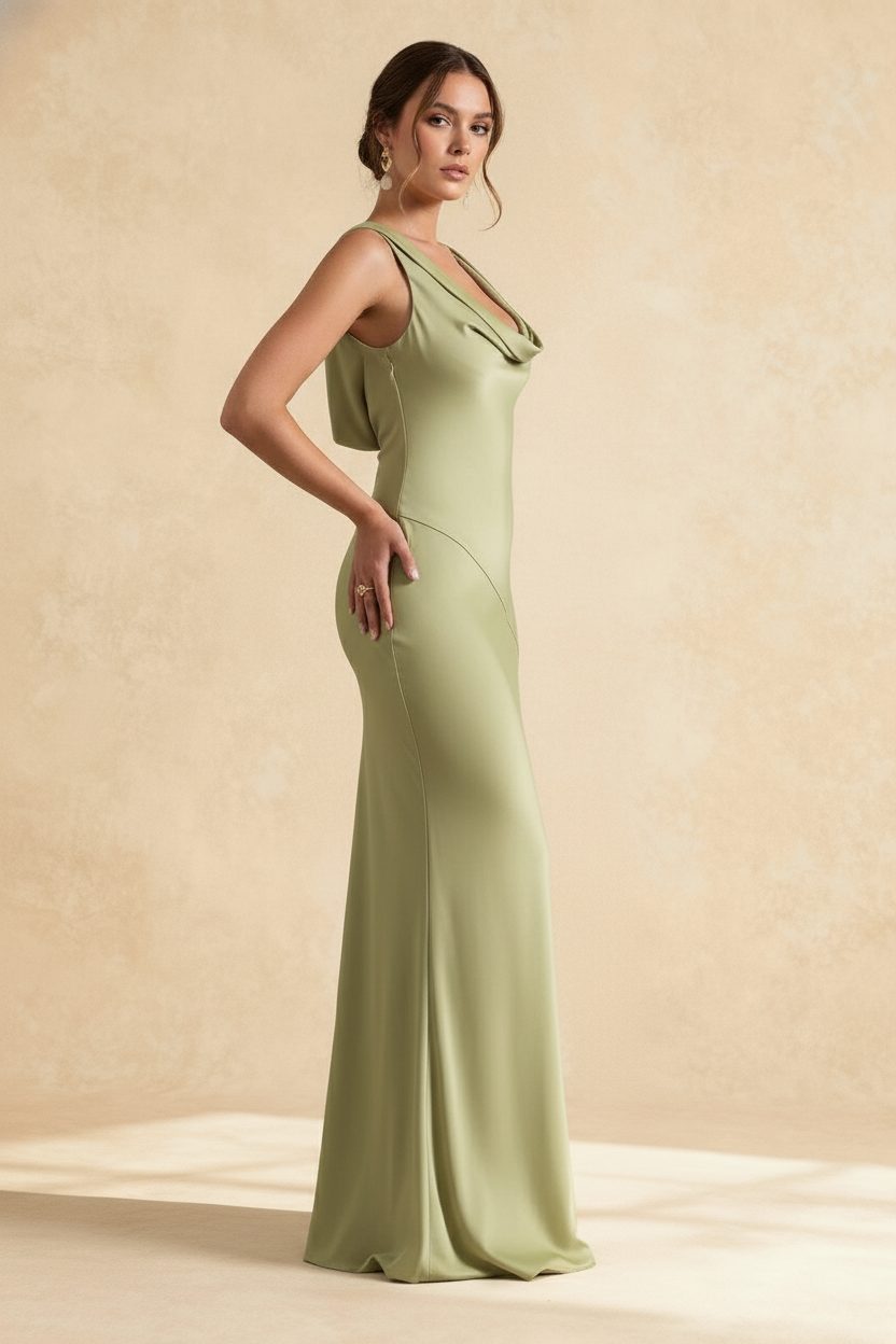 Backless Bodycon Satin Maxi Dress
