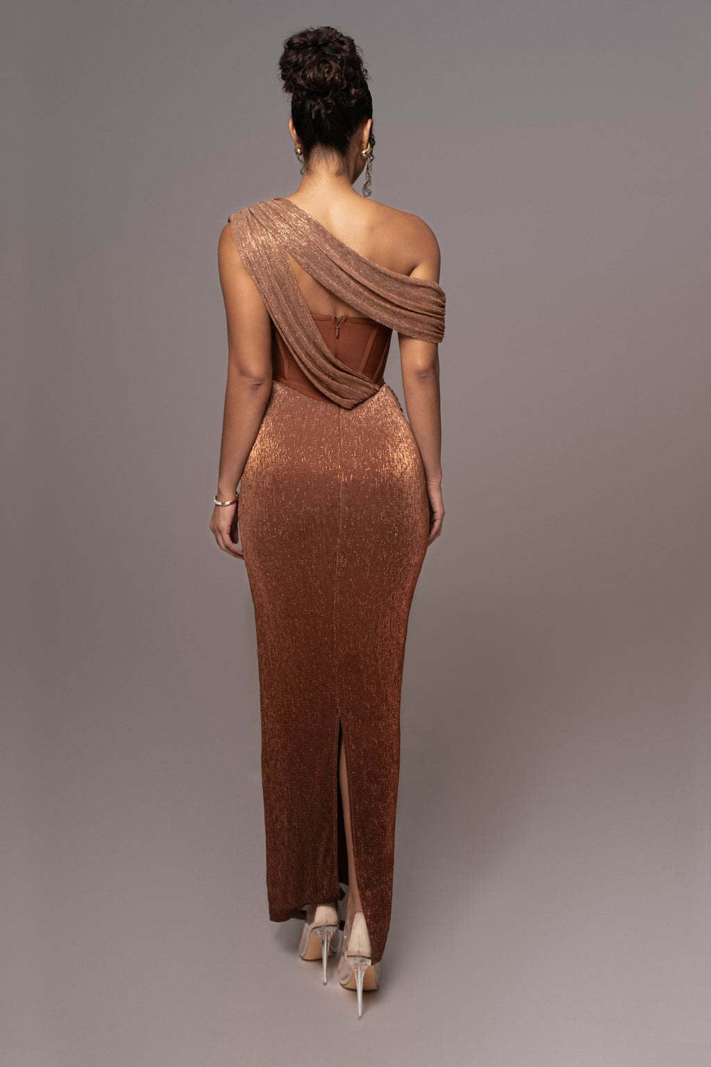 Off Shoulder Corset Cut Out Ruched Mermaid Gown - View 6