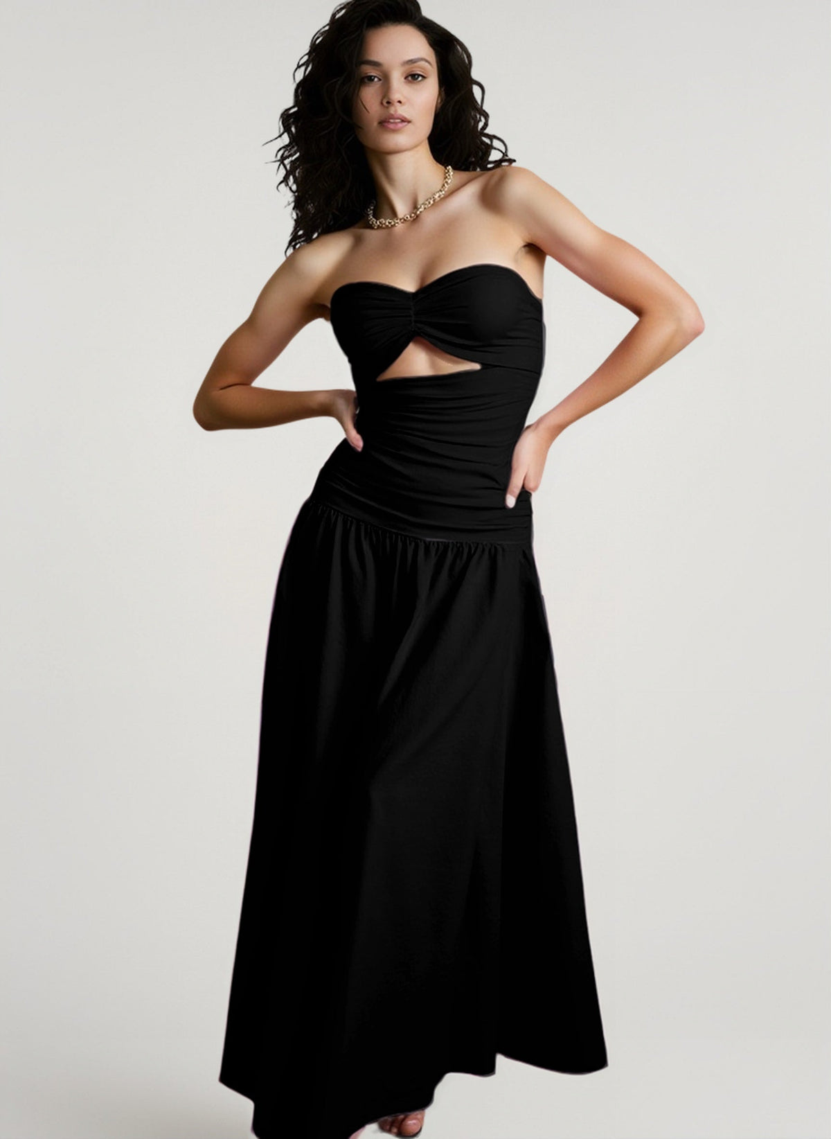 Solid Tube Cutout Vacation Dress