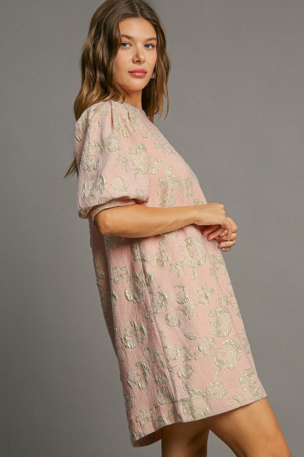 Floral Puff Sleeve Maxi Dress in Pink - View 2