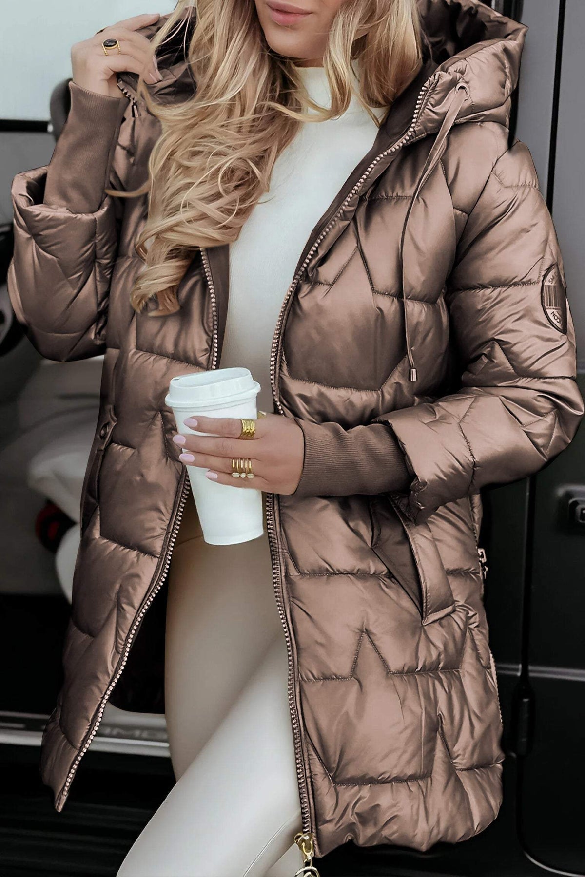 Hooded Quilted Longline Puffer Coat 3