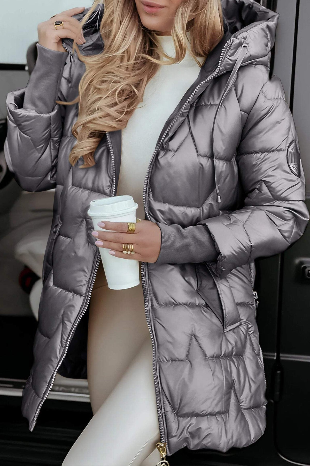 Hooded Quilted Longline Puffer Coat 6