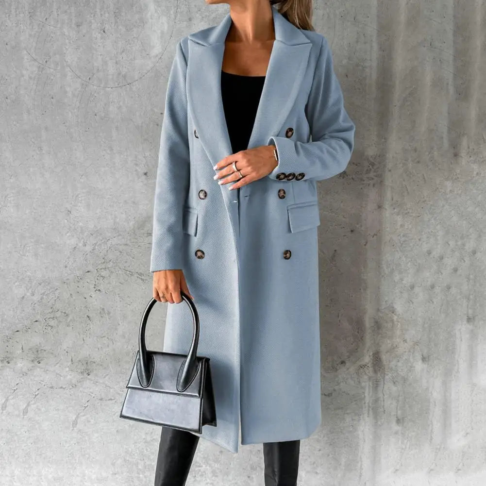Double Breasted Notch Lapel Longline Coat