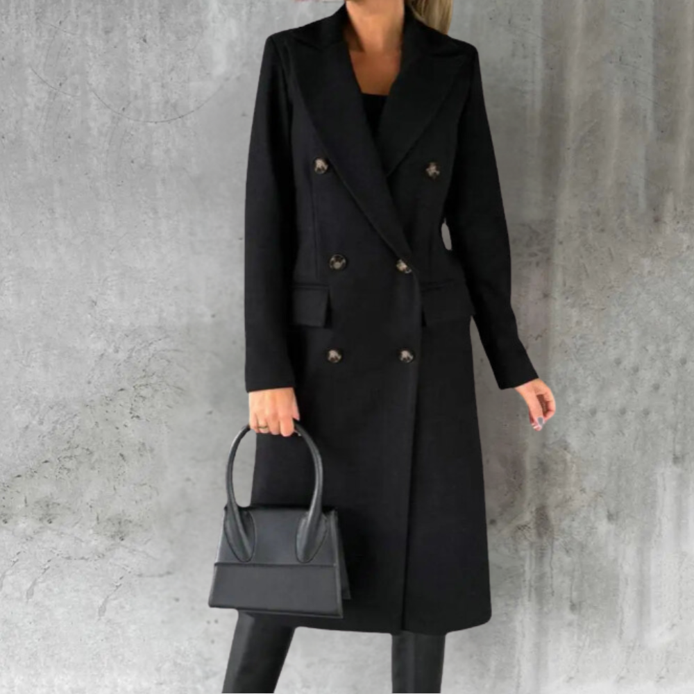 Double Breasted Notch Lapel Longline Coat 5