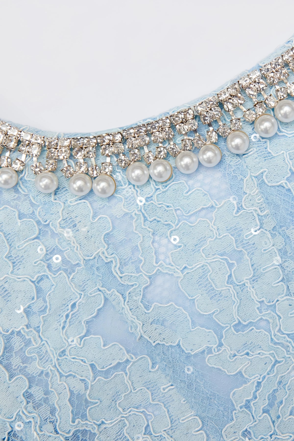 Chantal Blue Lace Embellished Midi Dress - View 5