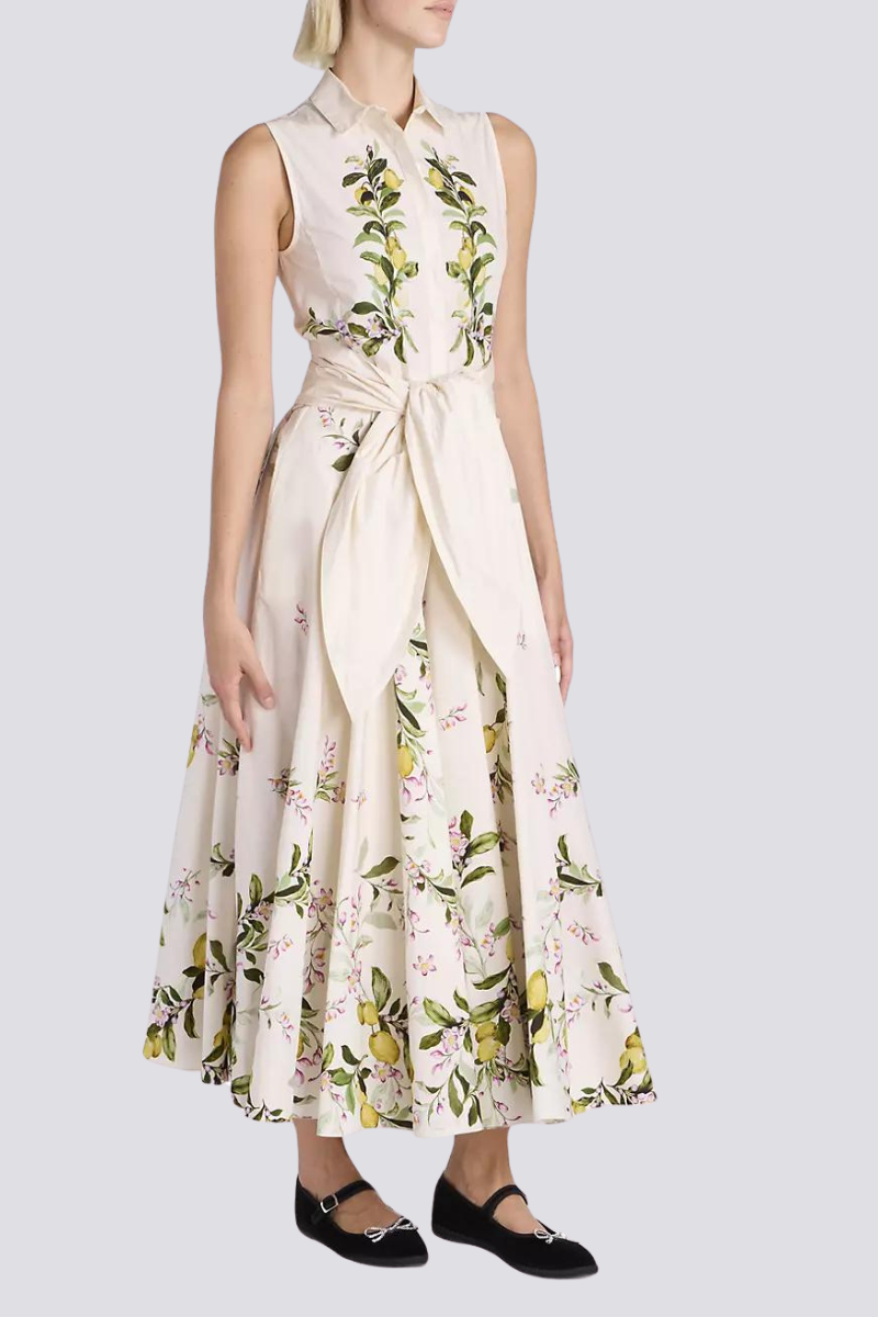 Floral Print Sleeveless Collared Tie Waist Maxi Dress - View 5
