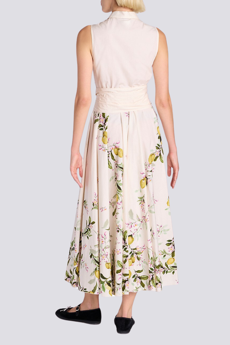 Floral Print Sleeveless Collared Tie Waist Maxi Dress - View 2