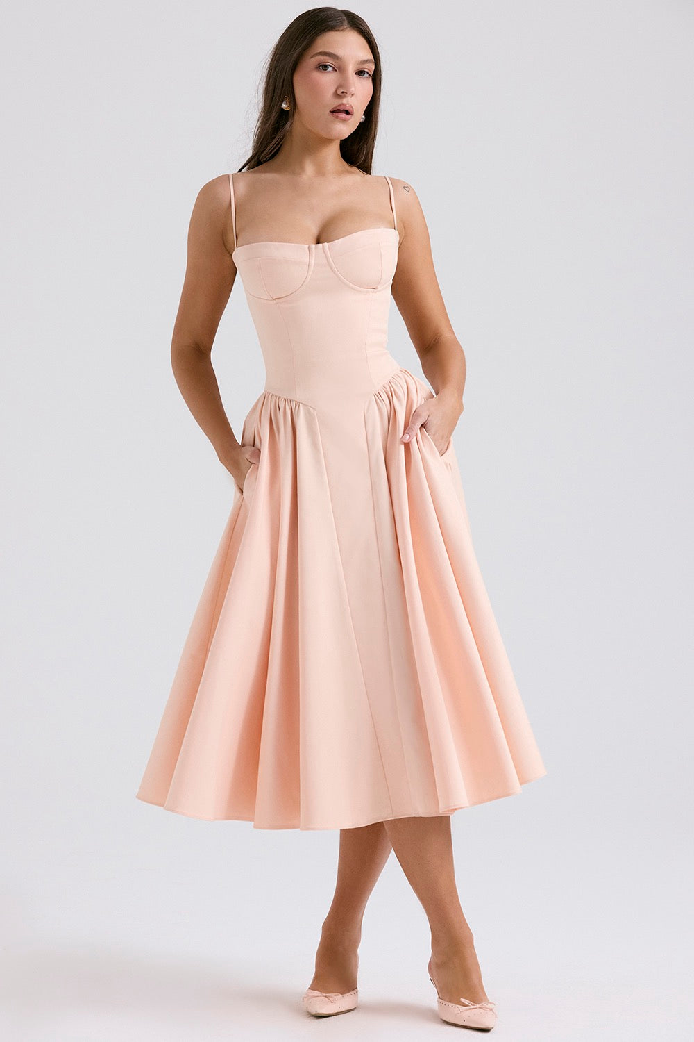 Velvet Corset Bodycon Midi Dress - View 2