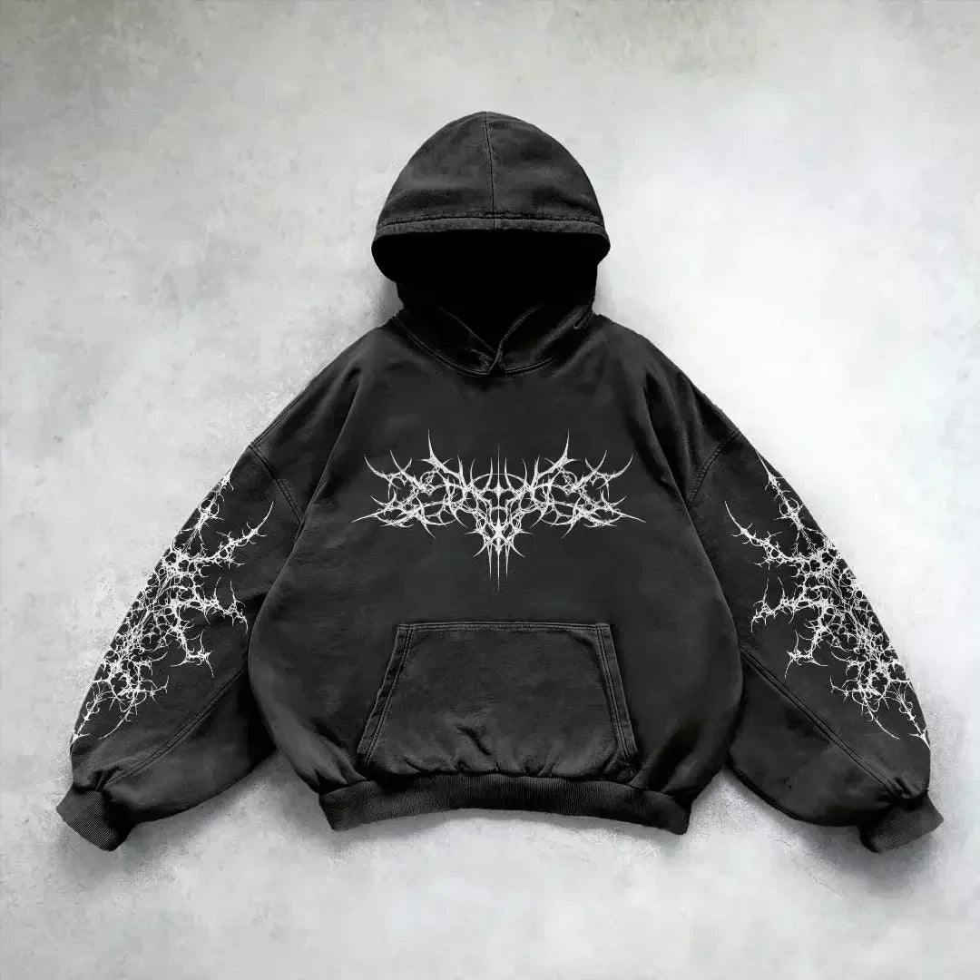 Gothic Skull Zipper Hoodie black 8 / S