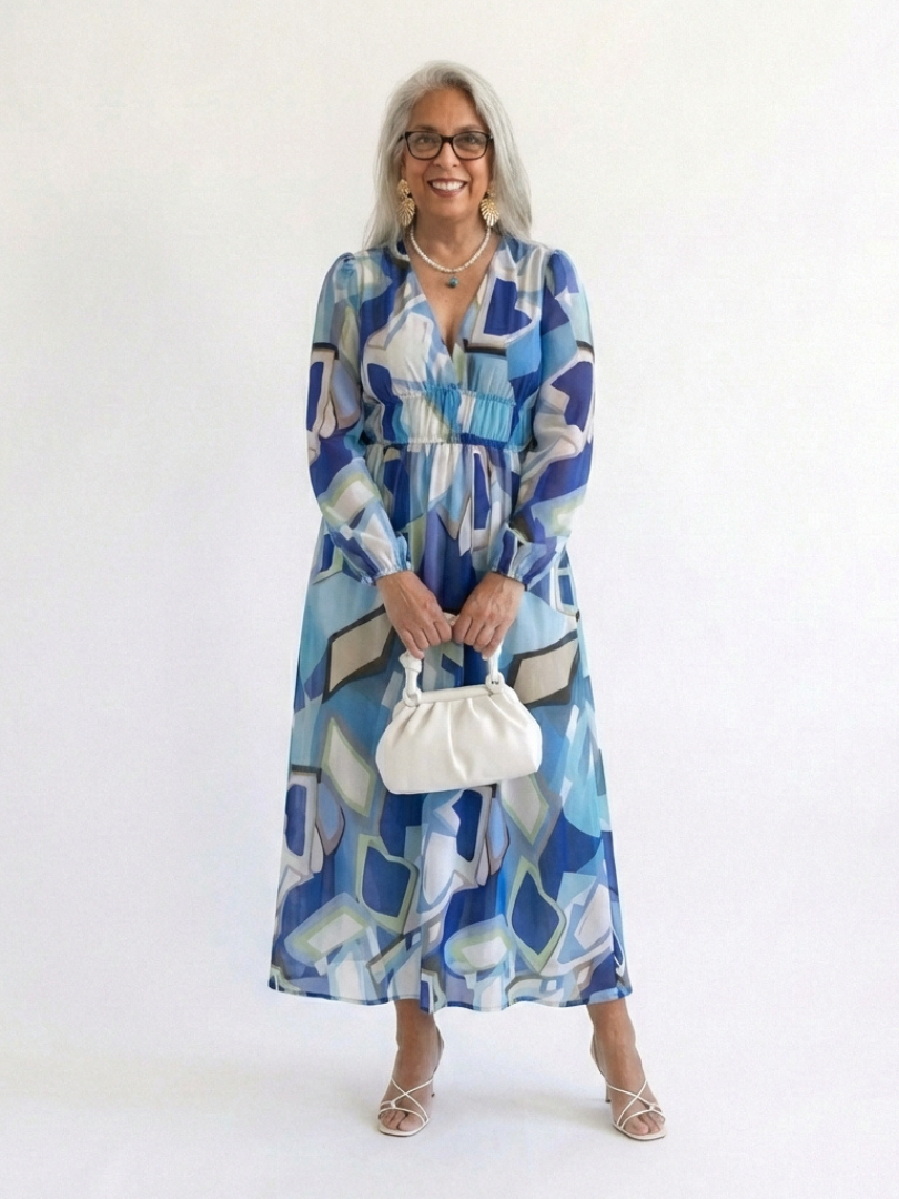 Floral V-Neck Long Sleeve Tiered Maxi Dress 10