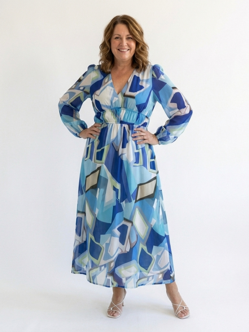 Floral V-Neck Long Sleeve Tiered Maxi Dress 9
