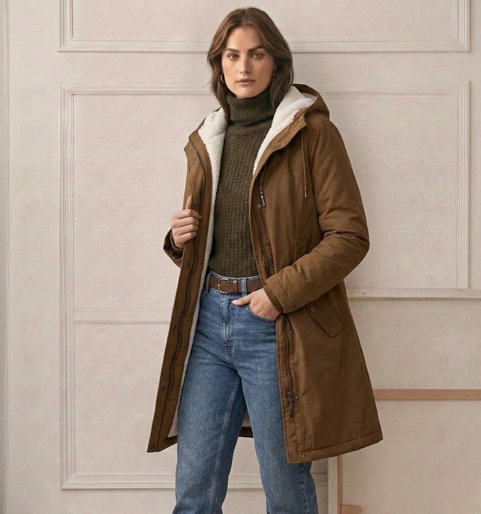 Hooded Fleece Lined Longline Parka Coat 18