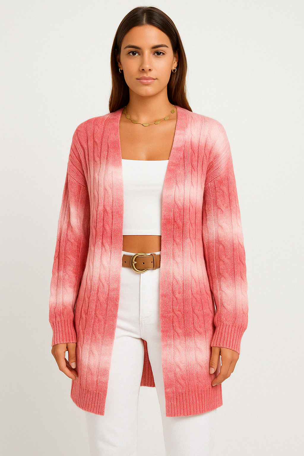 Cable Knit Open Front Long Sleeve Duster Cardigan 4