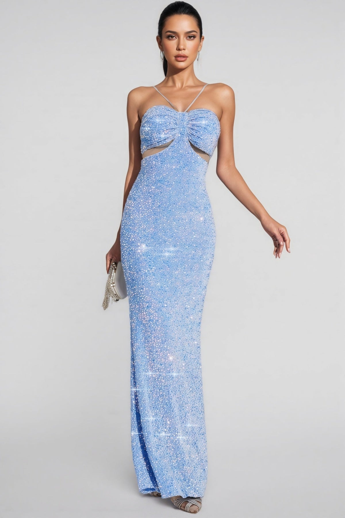 Sequin Sweetheart Cut Out Mermaid Maxi Gown - View 2