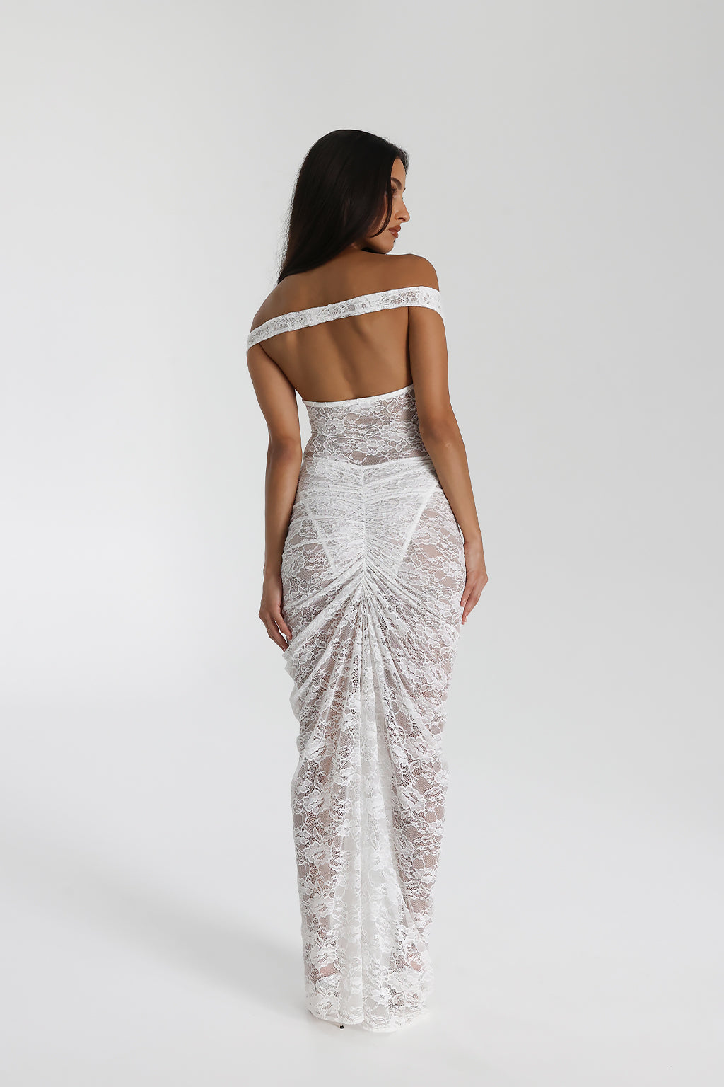 Miran - See - Through Lace Off - Shoulder Maxi Dress - View 4