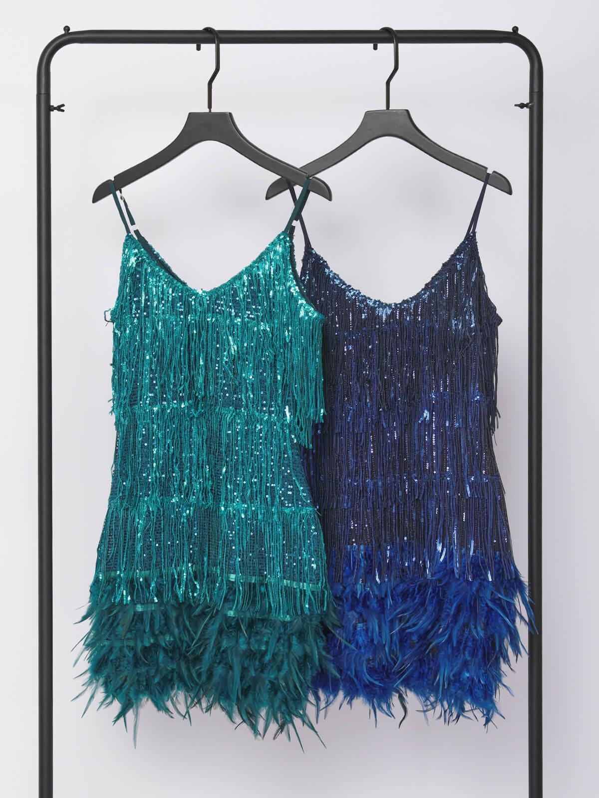 Sequin Tassel Fringe Spaghetti Strap Bodycon Mini Party Dress - View 6