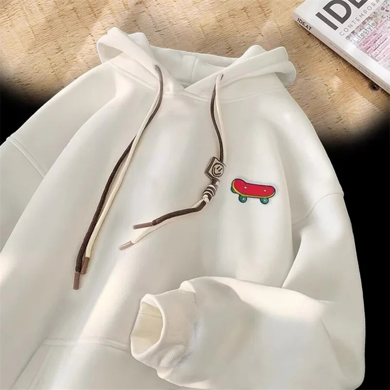 Kawaii Skateboard Graphic Cotton Fleece Hoodie