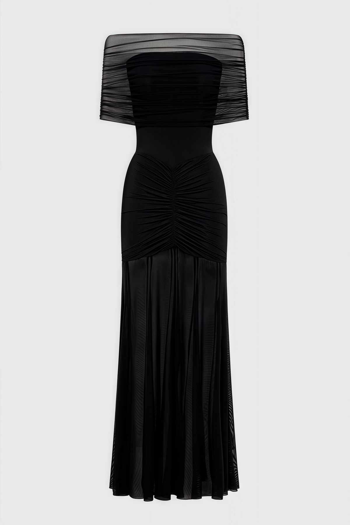 Nivenae Slinky And Mesh Off Shoulder Maxi Dress - View 6