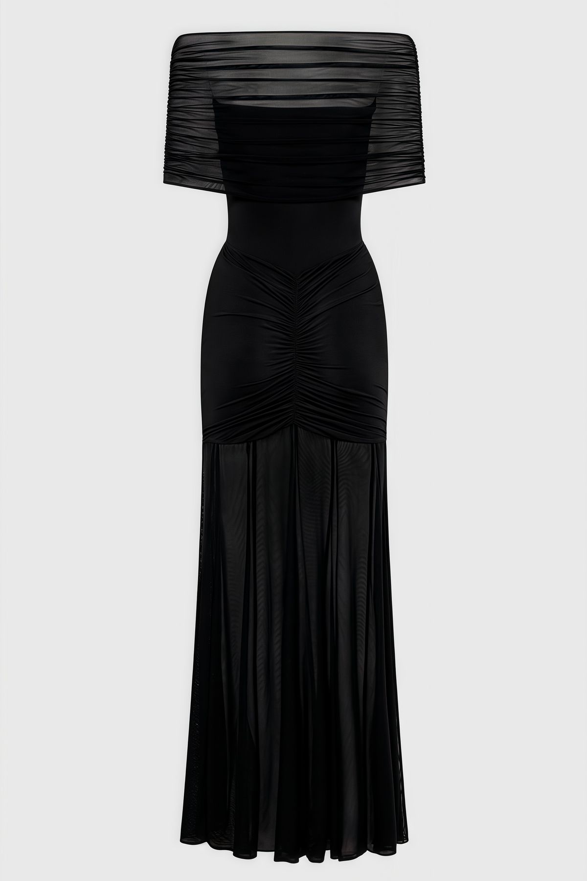 Nivenae Slinky And Mesh Off Shoulder Maxi Dress - View 7