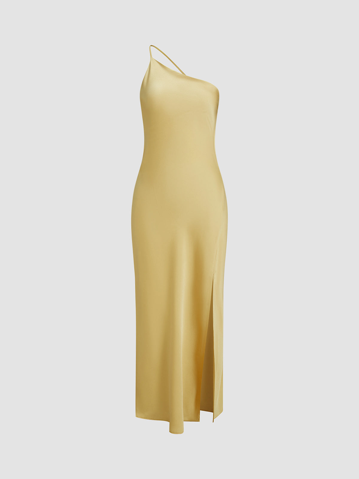 Satin Spaghetti Strap Cross Back Open Back Slip Maxi Dress - View 3