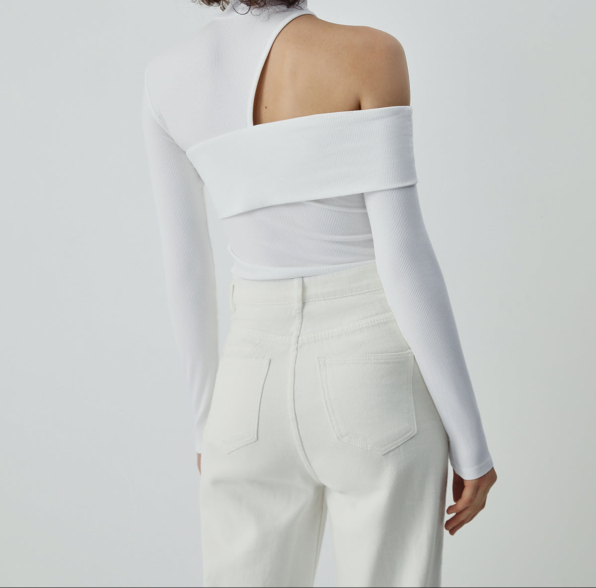 Asymmetric Wrap Turtleneck Long Sleeve Ribbed Knit Top 5