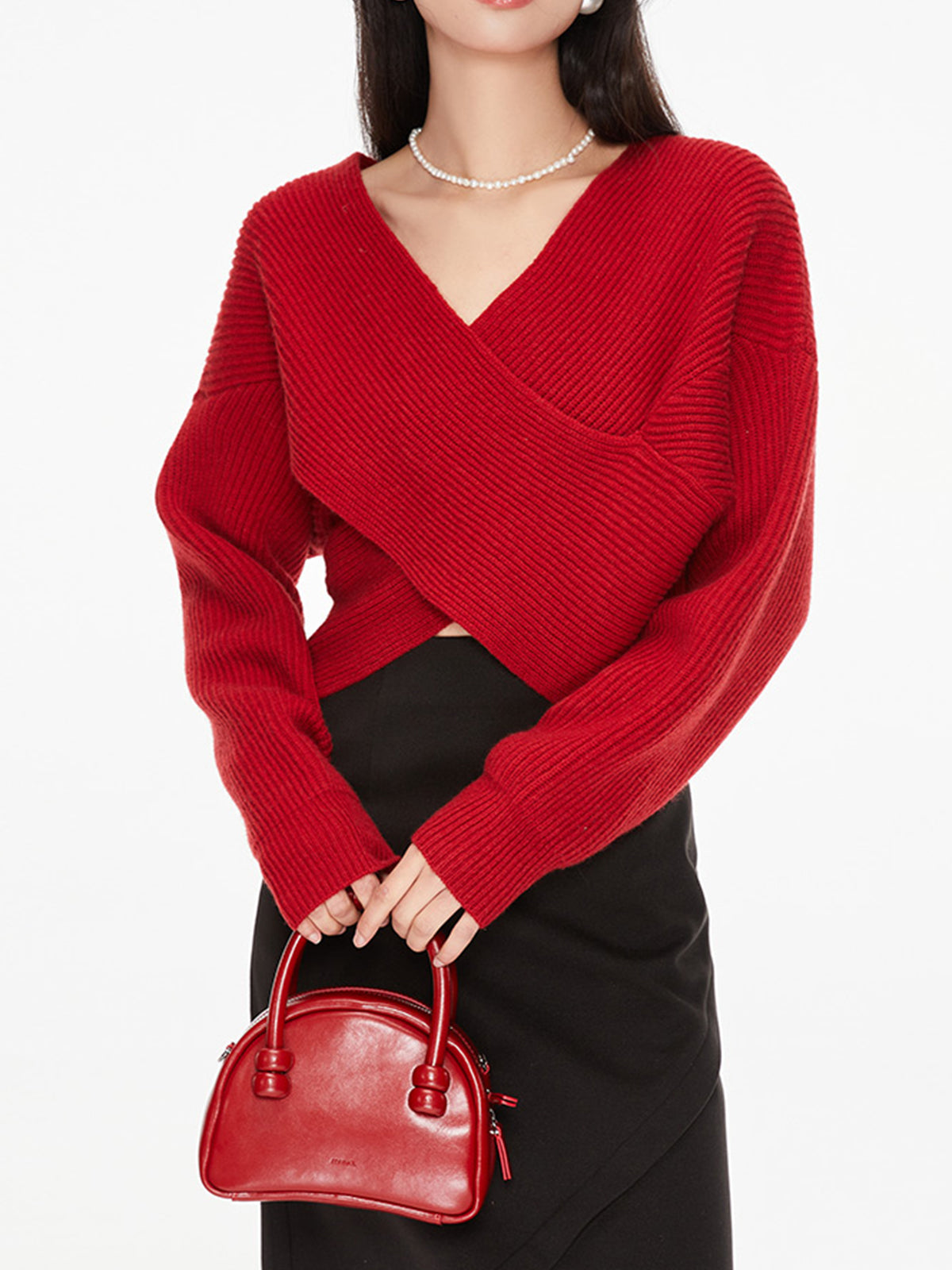 Cross My Heart Trendy Oversized Crop Sweater Red / XS Sweaters L