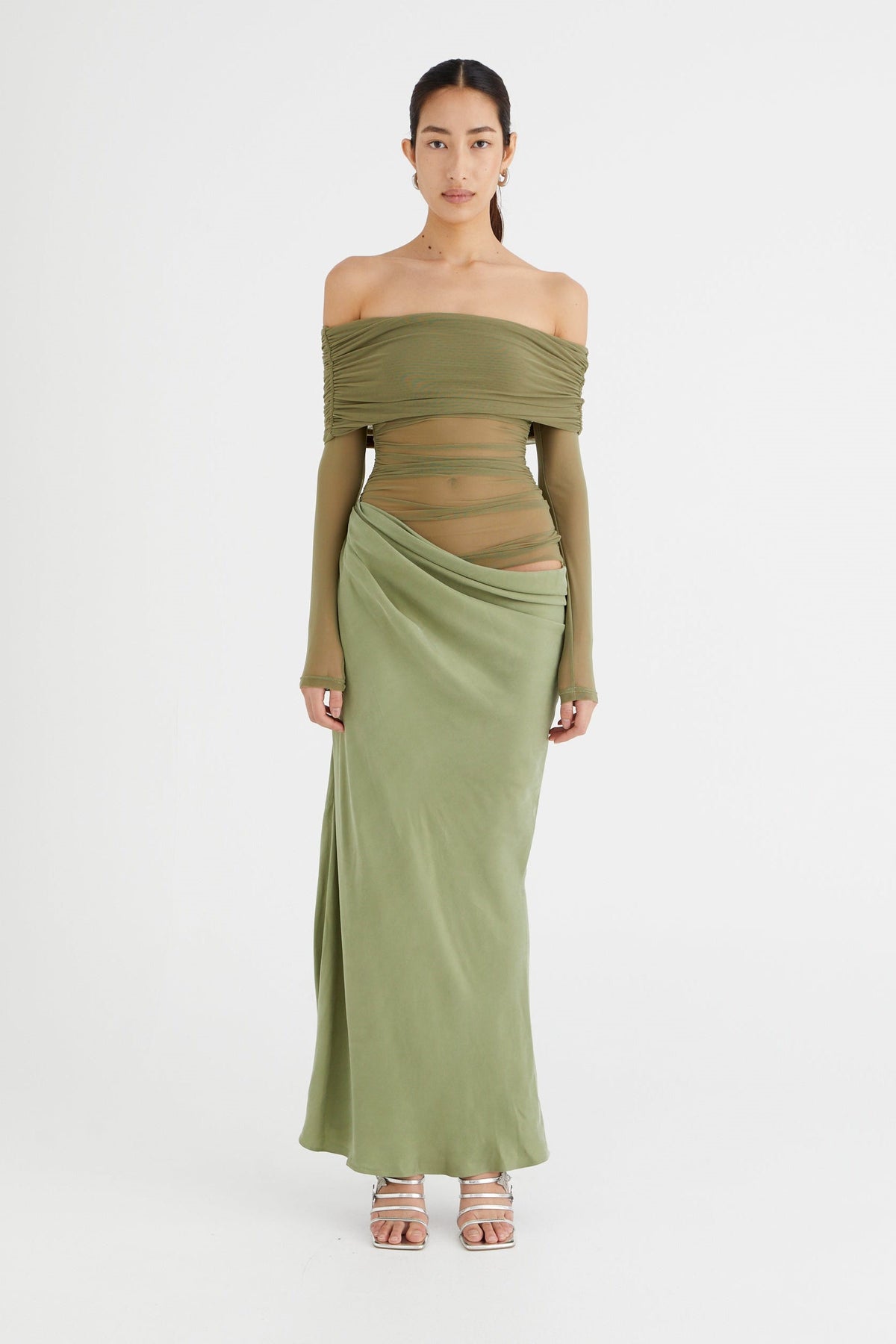 Lillian Off Shoulder Sheer Maxi Mesh Dress - View 7