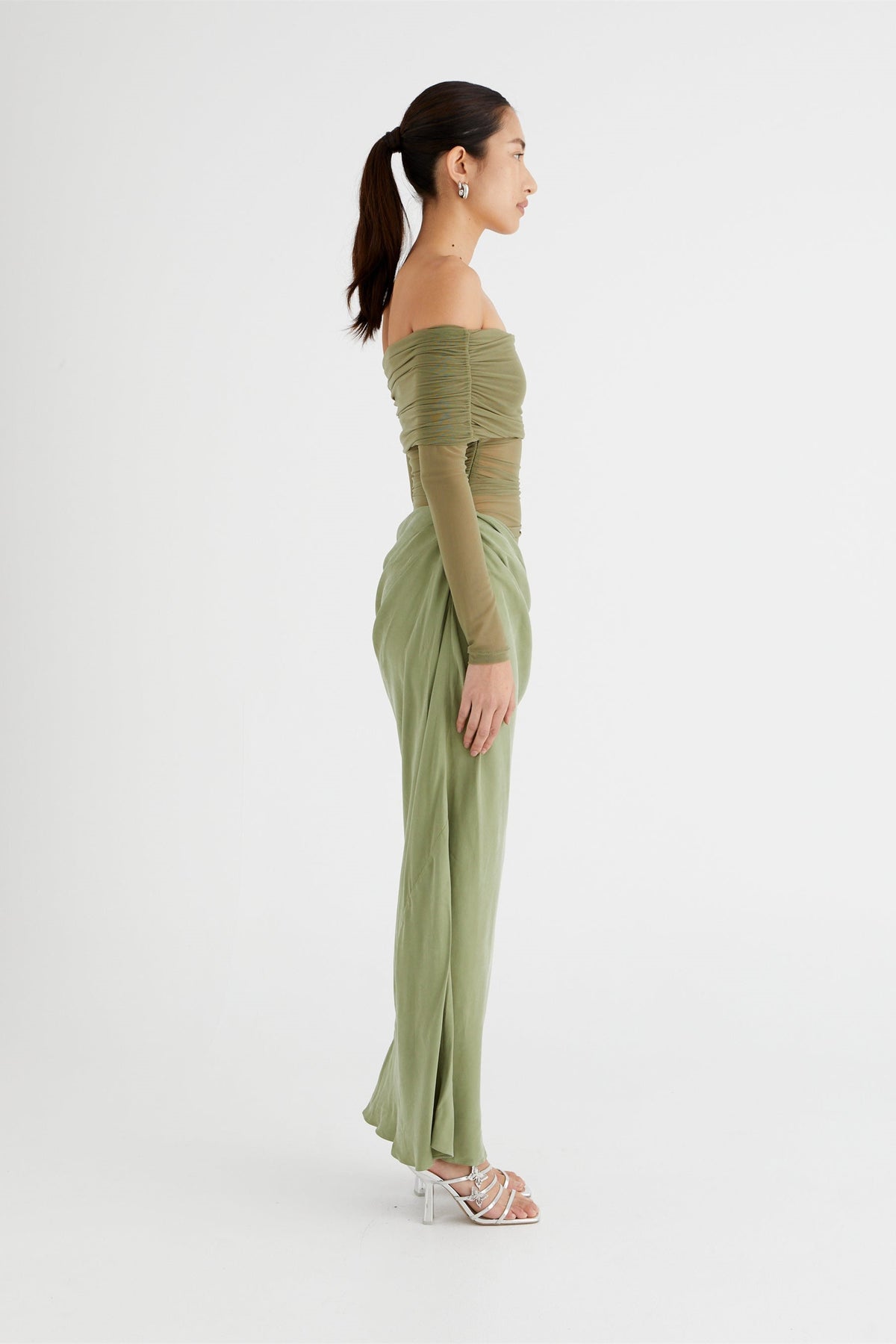 Lillian Off Shoulder Sheer Maxi Mesh Dress - View 9