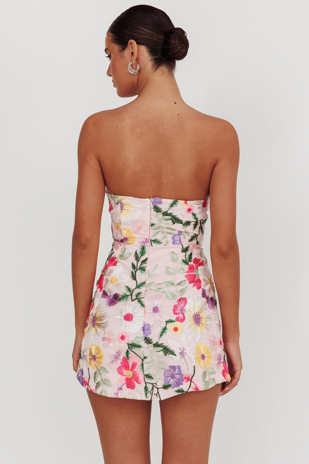 Floral Appliqué Strapless Mini Dress 2