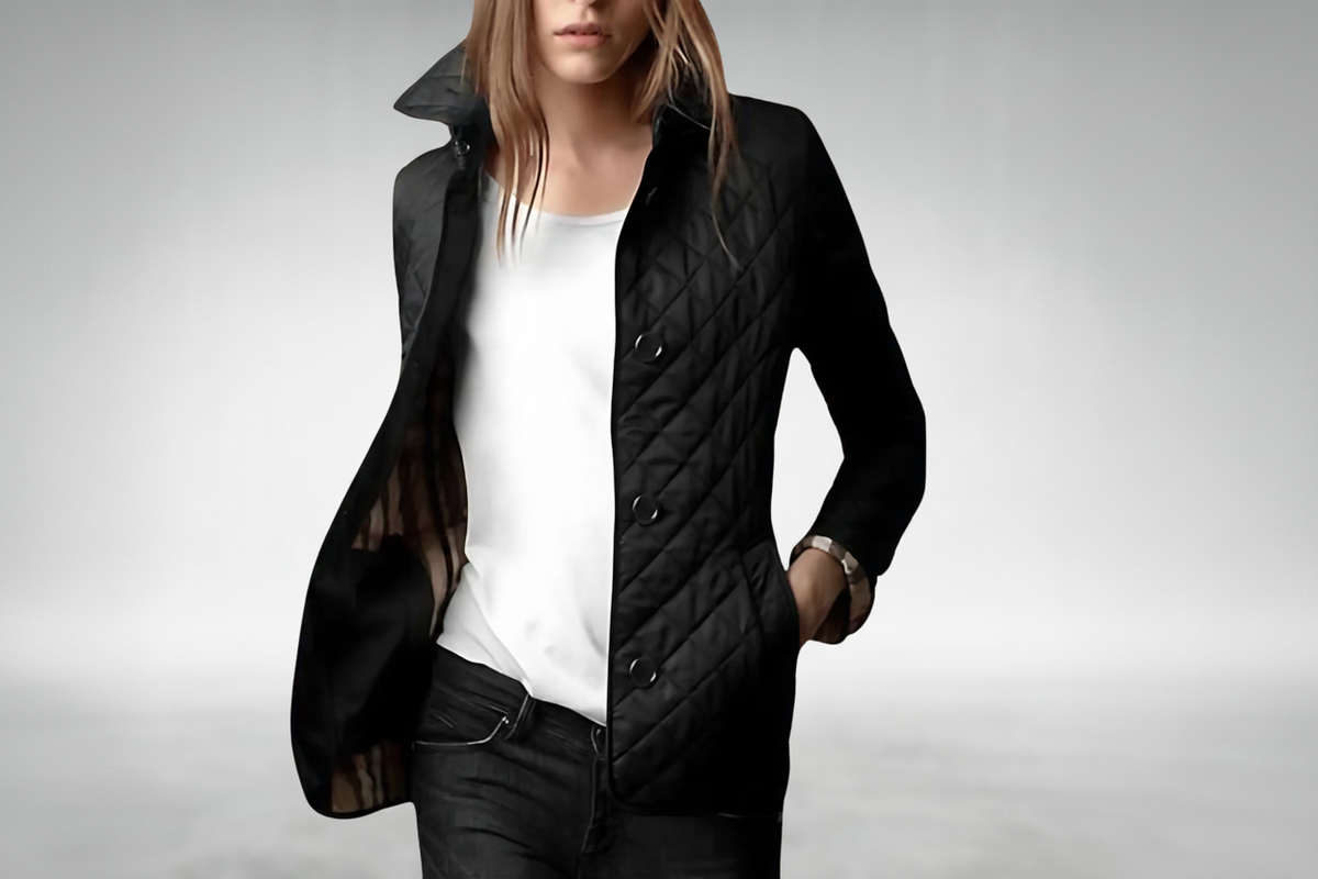 Diamond Quilted Button Front Collared Jacket 6