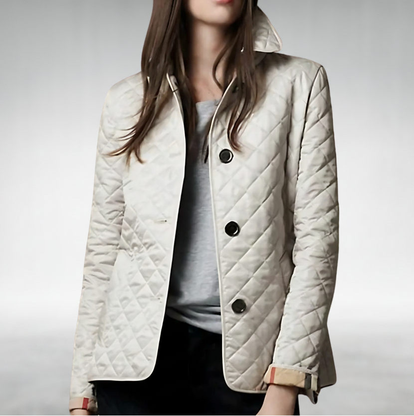Diamond Quilted Button Front Collared Jacket 2