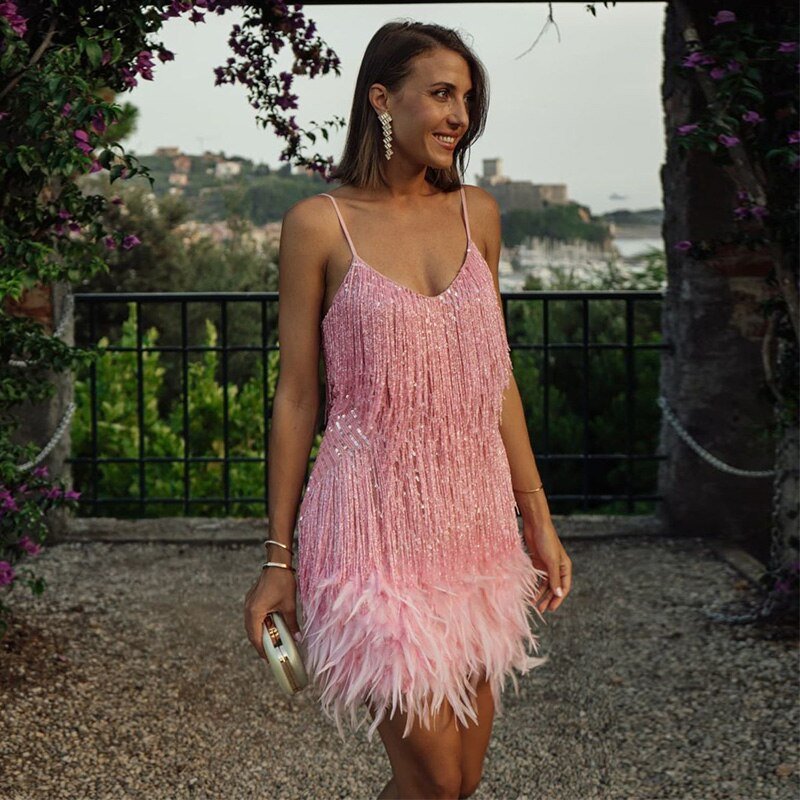 Doriana | Feather Mini Dress - View 10