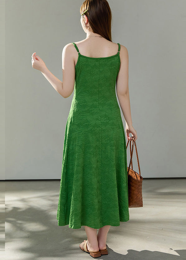 Jacquard Spaghetti Strap Tie Front Bow A-Line Midi Dress - View 3