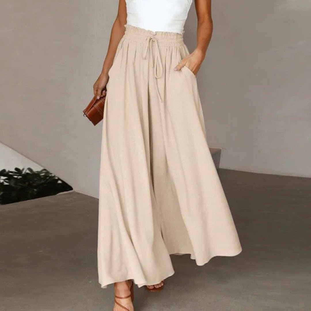 Strapless Smocked Top and Wide Leg Drawstring Pants Two Piece Set 8